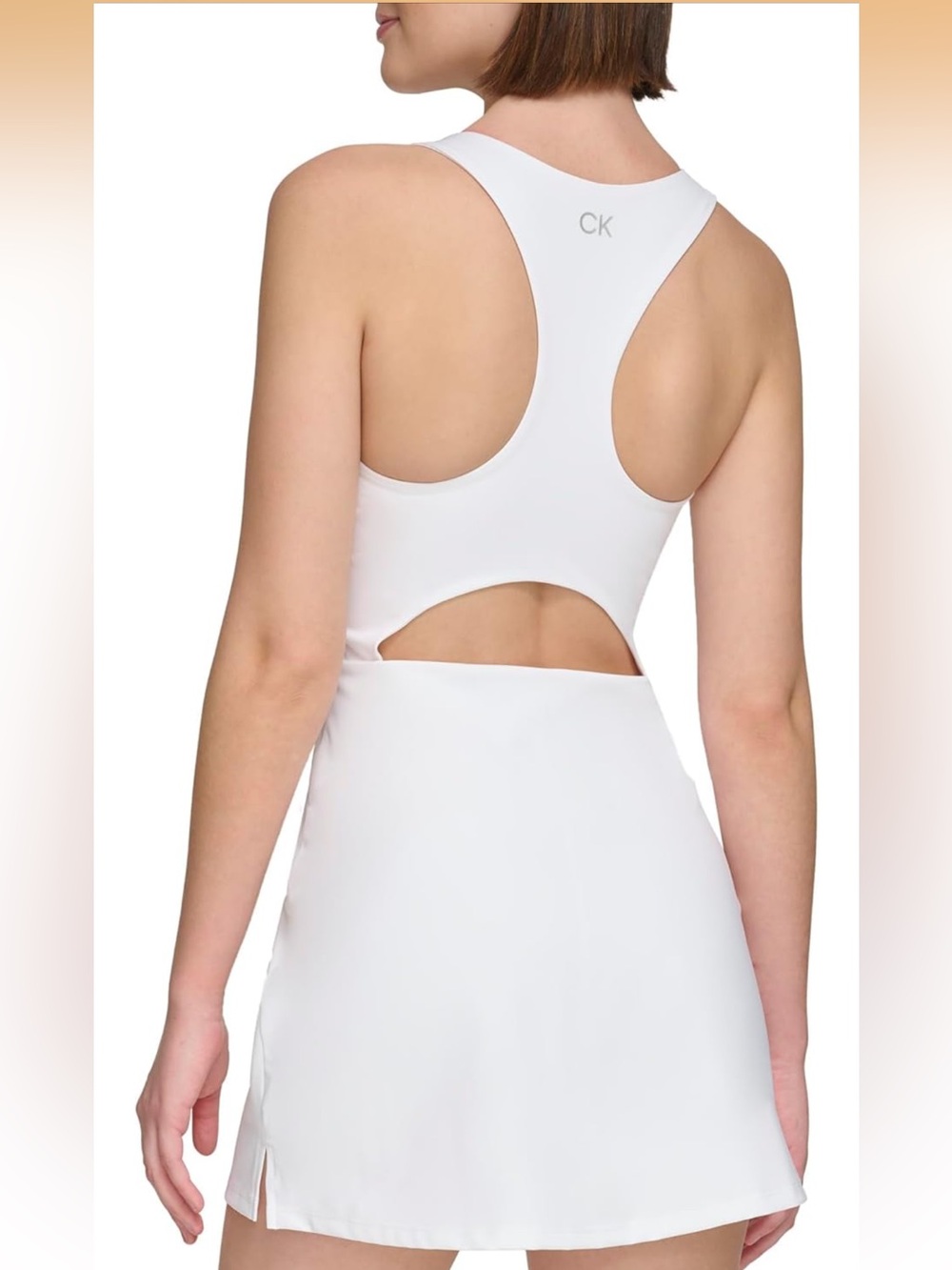 Calvin Klein Cream Strapless-Look V-Neck Mini Dress